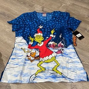BRAND NEW W TAGS Cherokee Uniforms Grinch scrub top